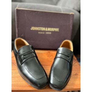 Johnston & Murphy Kids Black Leather Dress Shoes